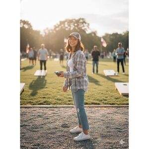 Old Navy Classic Fit Plaid Button Down Shirt Gray White Womens Size S Casualcore